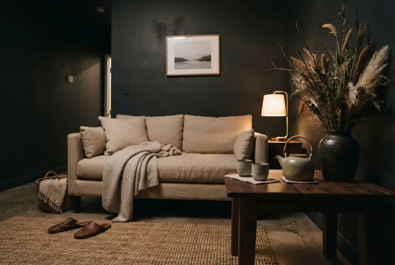 Loungen hos Floating Oslo med te og dempet lys